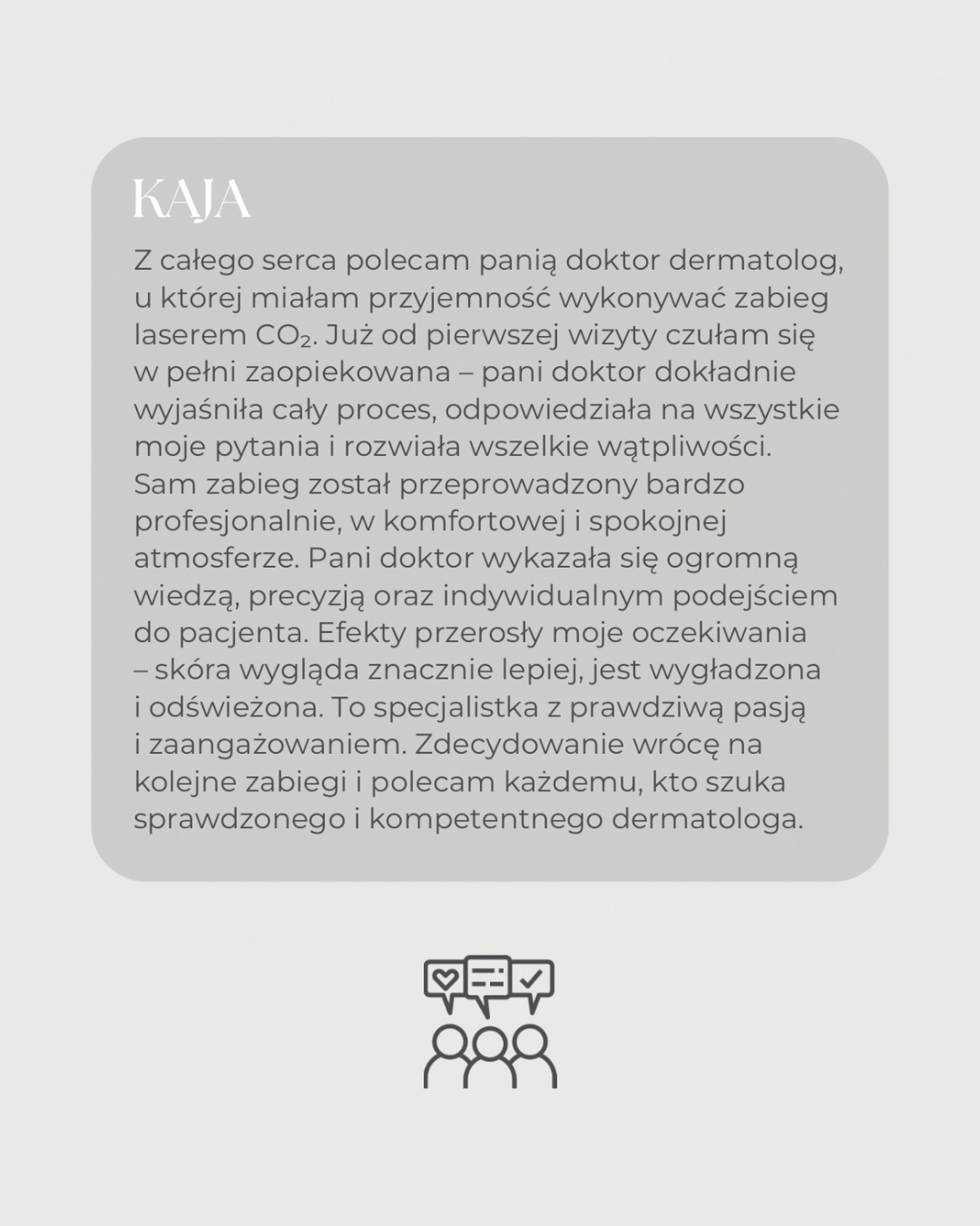 Dziękujemy za każde słowo i zaufanie 🤍

Zapraszamy na konsultacje z zakresu dermatologii i wenerologii do lek. Klementyny Kępińskiej. 👩🏻‍⚕️

Jeśli chcesz umówić się do naszego specjalisty 👉 wejdź na naszą stronę (link w BIO) i zarejestruj się online albo zadzwoń 📞 +48 664 451 862

#MEDISTIC #dermatolog #wenerolog #dermatologia #wenerologia dermatologpoznań